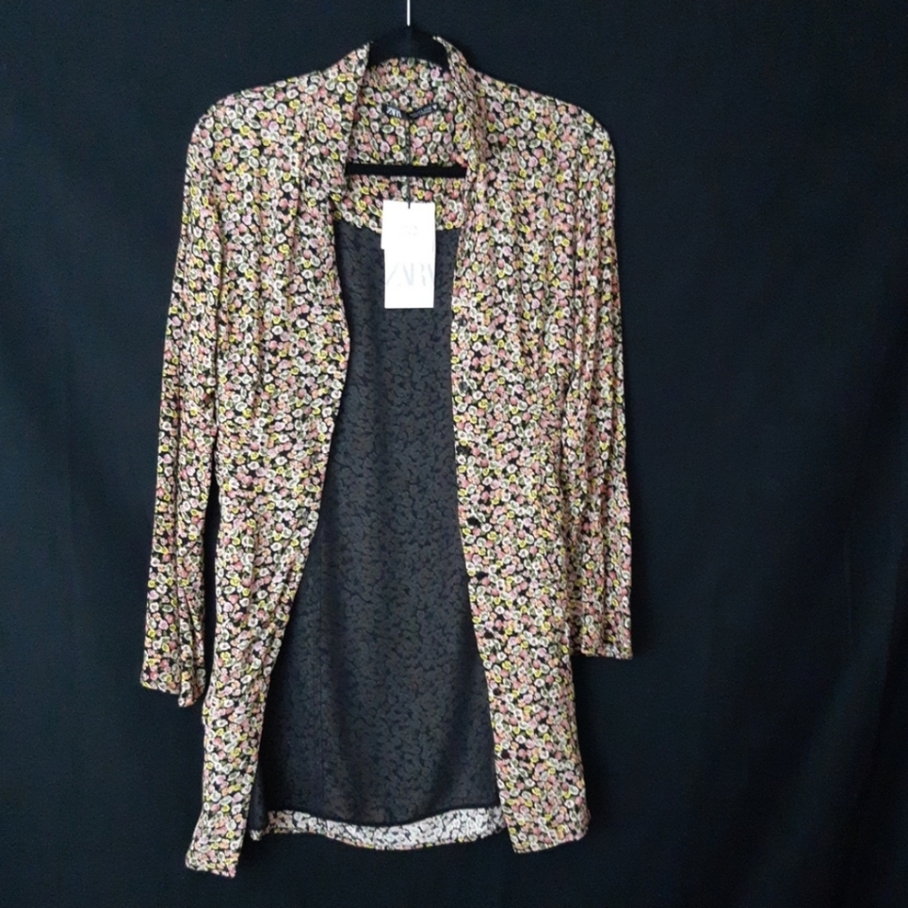 Zara Floral Print Mini Dress Shirt - Picture 8 of 11